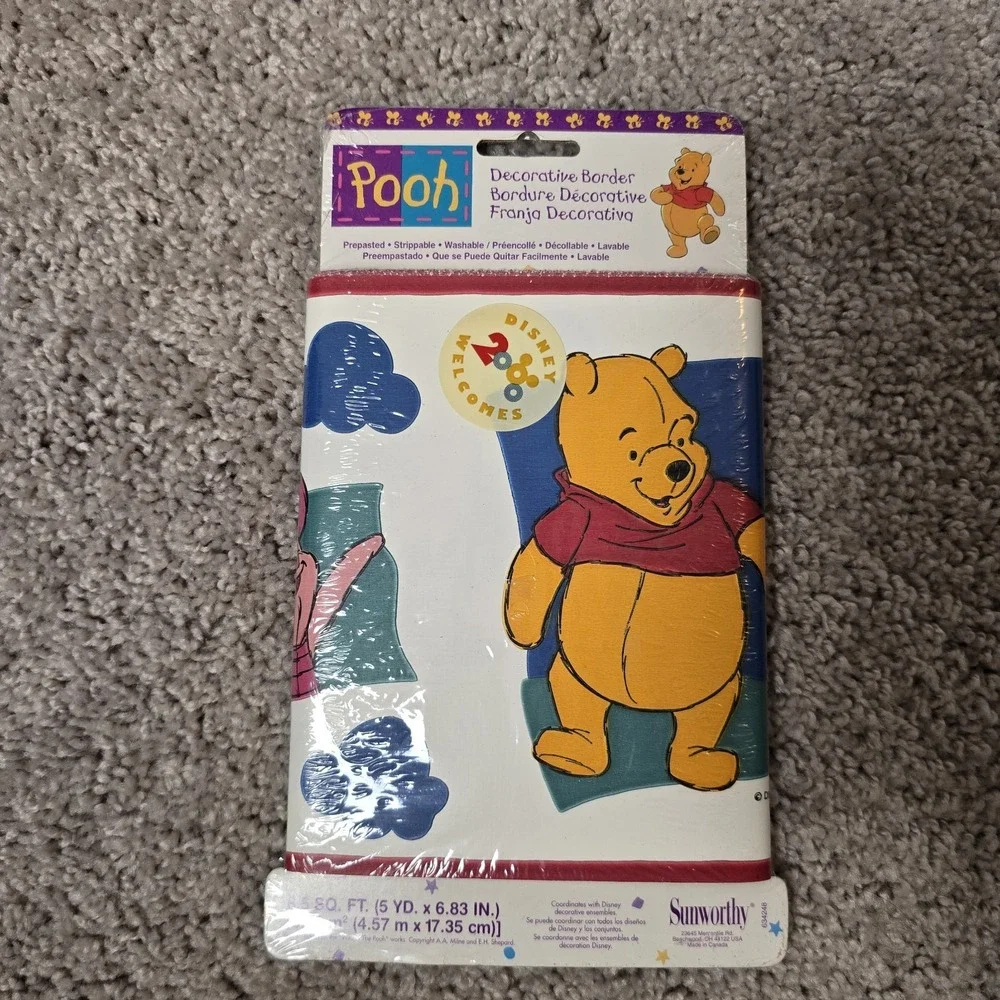 VTG Disney 2000 Winnie the Pooh Piglet Wallpaper Border Decoration Nursery Kids